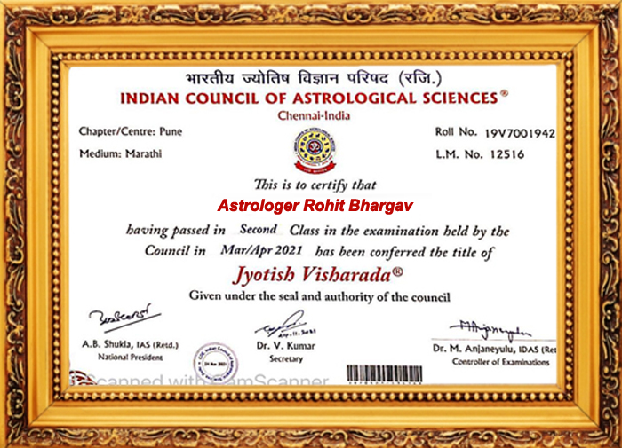 Astrologer Rohit Bhargav +91-6284329978