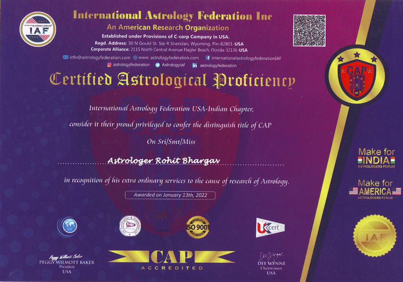 Astrologer Rohit Bhargav +91-6284329978
